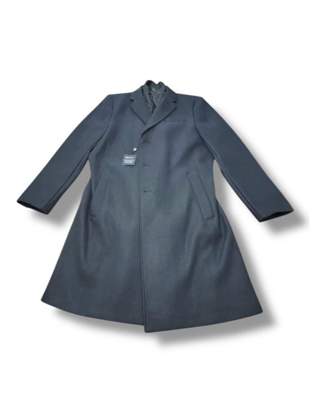 NWT Kenneth Cole Awearness Long Coat Navy Removable Bib Single Breast Men’s XL